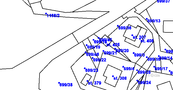 Parcela st. 699/19 v KÚ Háj u Loučné pod Klínovcem, Katastrální mapa