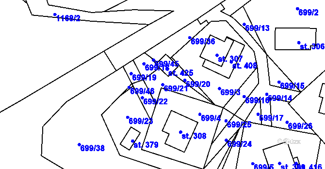 Parcela st. 699/21 v KÚ Háj u Loučné pod Klínovcem, Katastrální mapa