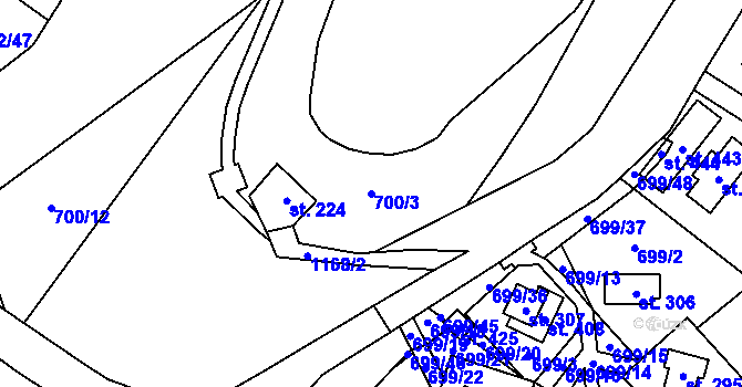 Parcela st. 700/3 v KÚ Háj u Loučné pod Klínovcem, Katastrální mapa