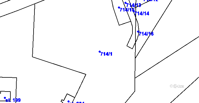 Parcela st. 714/1 v KÚ Háj u Loučné pod Klínovcem, Katastrální mapa