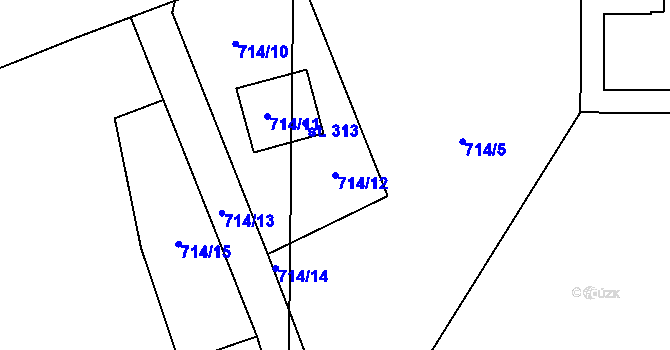 Parcela st. 714/12 v KÚ Háj u Loučné pod Klínovcem, Katastrální mapa