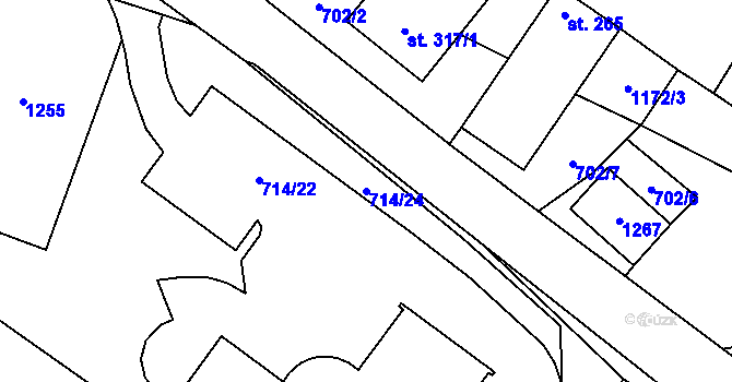 Parcela st. 714/24 v KÚ Háj u Loučné pod Klínovcem, Katastrální mapa