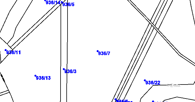 Parcela st. 936/7 v KÚ Háj u Loučné pod Klínovcem, Katastrální mapa