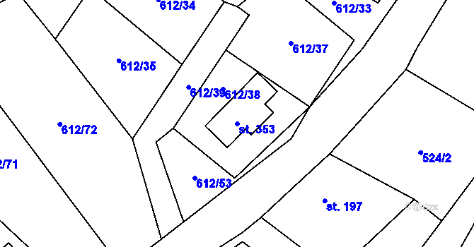 Parcela st. 353 v KÚ Háj u Loučné pod Klínovcem, Katastrální mapa