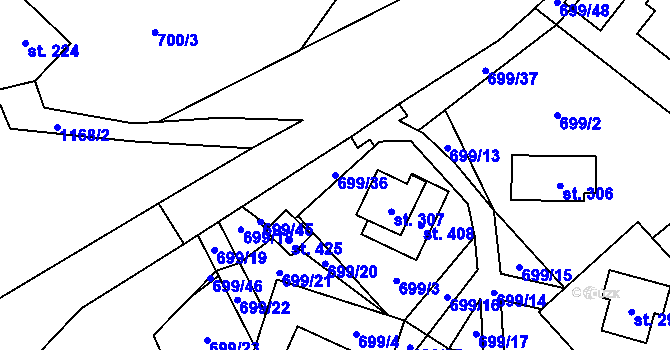 Parcela st. 699/36 v KÚ Háj u Loučné pod Klínovcem, Katastrální mapa