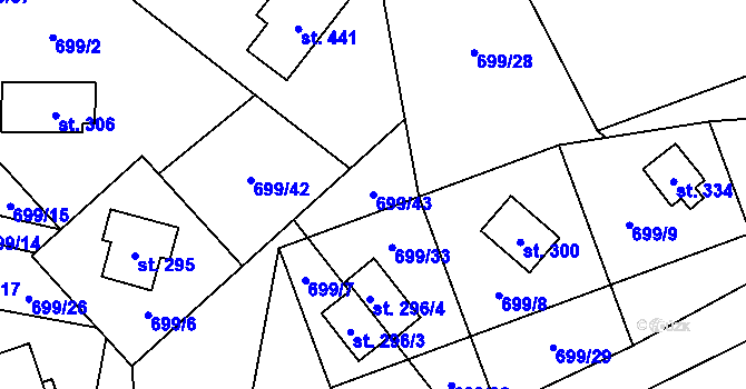 Parcela st. 699/43 v KÚ Háj u Loučné pod Klínovcem, Katastrální mapa