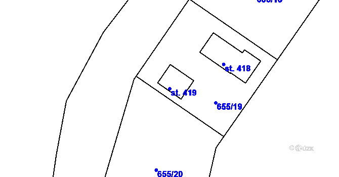 Parcela st. 419 v KÚ Háj u Loučné pod Klínovcem, Katastrální mapa