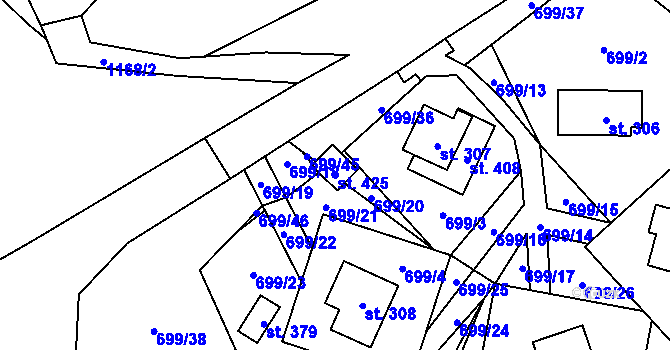 Parcela st. 425 v KÚ Háj u Loučné pod Klínovcem, Katastrální mapa