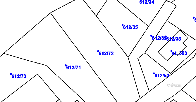 Parcela st. 612/72 v KÚ Háj u Loučné pod Klínovcem, Katastrální mapa