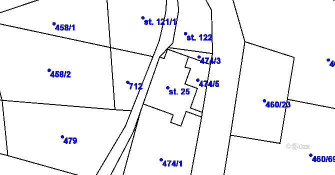 Parcela st. 25 v KÚ Loučná pod Klínovcem, Katastrální mapa