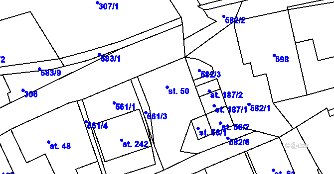 Parcela st. 50 v KÚ Loučná pod Klínovcem, Katastrální mapa