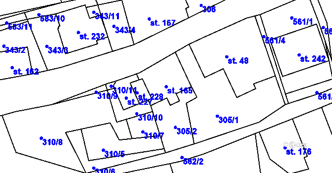 Parcela st. 165 v KÚ Loučná pod Klínovcem, Katastrální mapa
