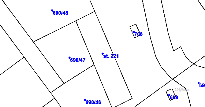 Parcela st. 221 v KÚ Loučná pod Klínovcem, Katastrální mapa