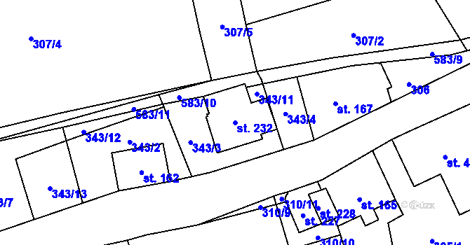 Parcela st. 232 v KÚ Loučná pod Klínovcem, Katastrální mapa