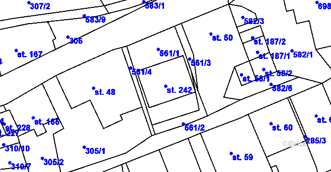 Parcela st. 242 v KÚ Loučná pod Klínovcem, Katastrální mapa