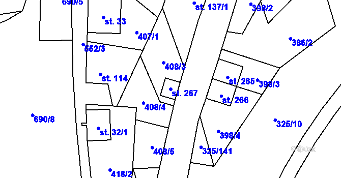 Parcela st. 267 v KÚ Loučná pod Klínovcem, Katastrální mapa
