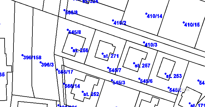 Parcela st. 271 v KÚ Loučná pod Klínovcem, Katastrální mapa