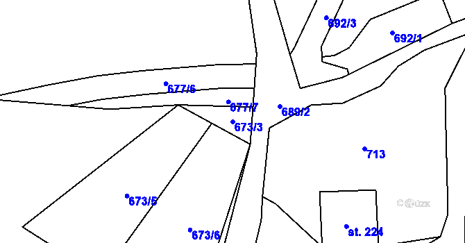 Parcela st. 673/3 v KÚ Loučná pod Klínovcem, Katastrální mapa