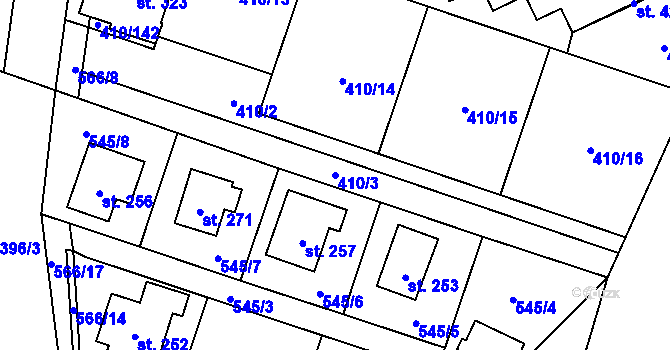 Parcela st. 410/3 v KÚ Loučná pod Klínovcem, Katastrální mapa