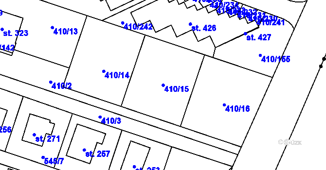Parcela st. 410/15 v KÚ Loučná pod Klínovcem, Katastrální mapa