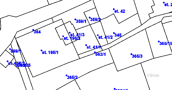 Parcela st. 41/1 v KÚ Loučná pod Klínovcem, Katastrální mapa