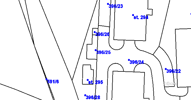 Parcela st. 396/25 v KÚ Loučná pod Klínovcem, Katastrální mapa