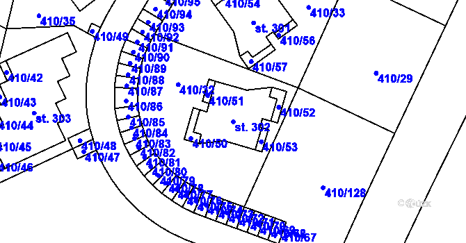 Parcela st. 302 v KÚ Loučná pod Klínovcem, Katastrální mapa