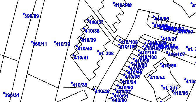 Parcela st. 308 v KÚ Loučná pod Klínovcem, Katastrální mapa