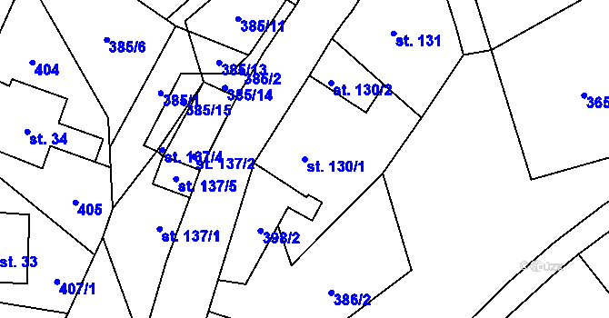 Parcela st. 130/1 v KÚ Loučná pod Klínovcem, Katastrální mapa