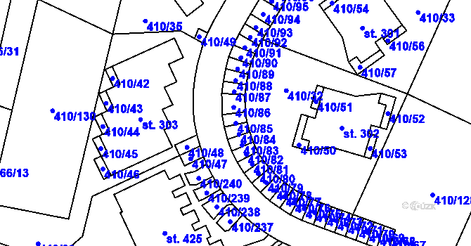Parcela st. 410/85 v KÚ Loučná pod Klínovcem, Katastrální mapa
