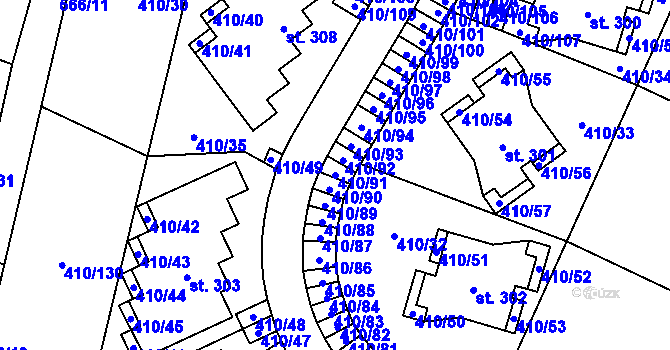 Parcela st. 410/91 v KÚ Loučná pod Klínovcem, Katastrální mapa