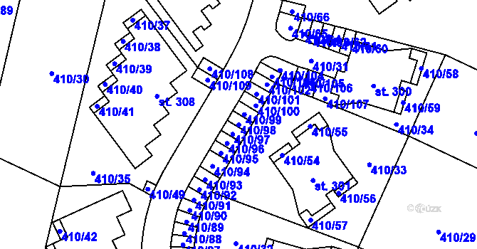 Parcela st. 410/98 v KÚ Loučná pod Klínovcem, Katastrální mapa
