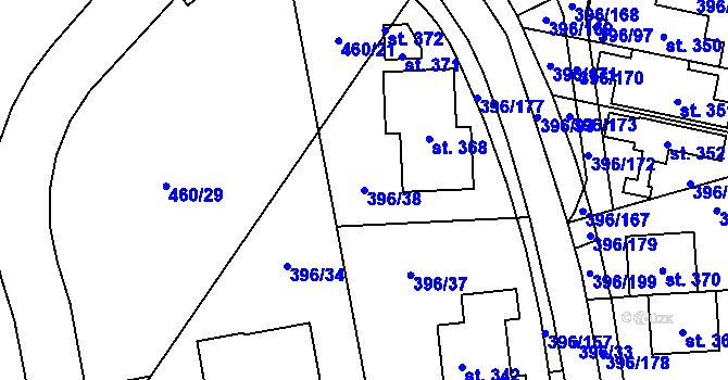 Parcela st. 396/38 v KÚ Loučná pod Klínovcem, Katastrální mapa
