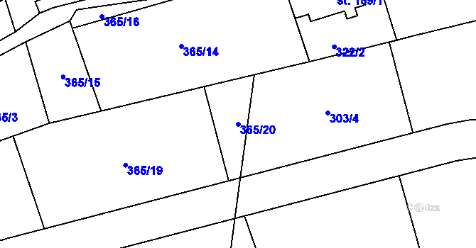 Parcela st. 365/20 v KÚ Loučná pod Klínovcem, Katastrální mapa