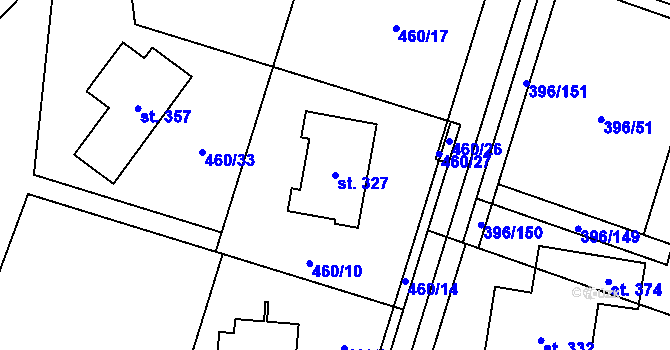Parcela st. 327 v KÚ Loučná pod Klínovcem, Katastrální mapa