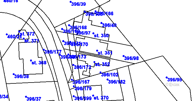 Parcela st. 351 v KÚ Loučná pod Klínovcem, Katastrální mapa