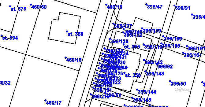 Parcela st. 396/132 v KÚ Loučná pod Klínovcem, Katastrální mapa
