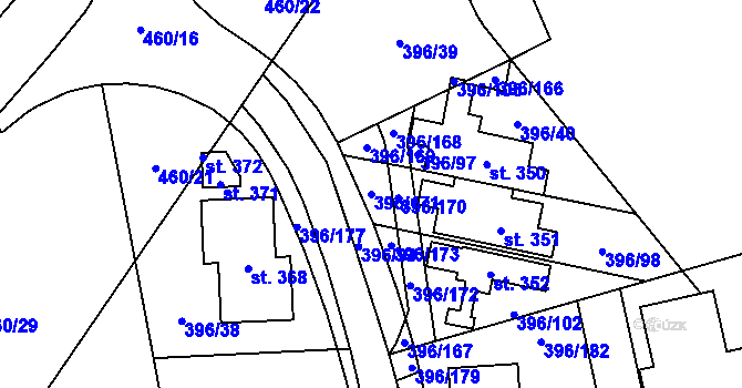 Parcela st. 396/171 v KÚ Loučná pod Klínovcem, Katastrální mapa
