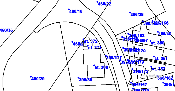 Parcela st. 371 v KÚ Loučná pod Klínovcem, Katastrální mapa