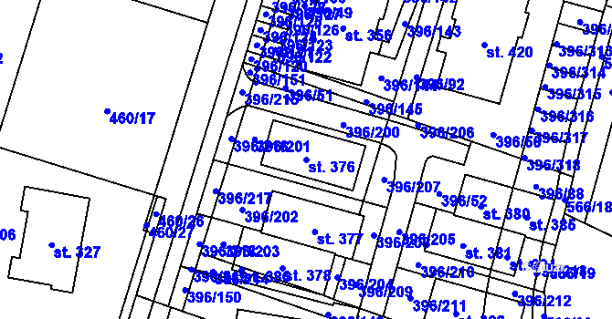 Parcela st. 376 v KÚ Loučná pod Klínovcem, Katastrální mapa