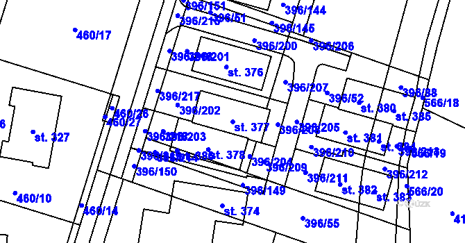 Parcela st. 377 v KÚ Loučná pod Klínovcem, Katastrální mapa