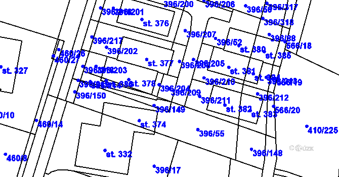 Parcela st. 396/209 v KÚ Loučná pod Klínovcem, Katastrální mapa