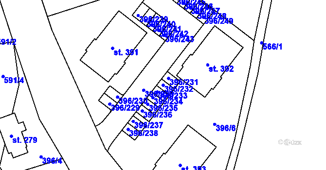 Parcela st. 396/232 v KÚ Loučná pod Klínovcem, Katastrální mapa