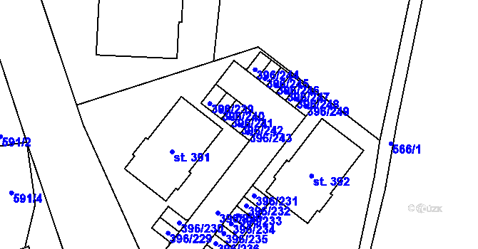 Parcela st. 396/242 v KÚ Loučná pod Klínovcem, Katastrální mapa