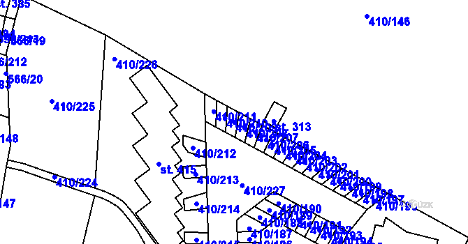 Parcela st. 410/209 v KÚ Loučná pod Klínovcem, Katastrální mapa