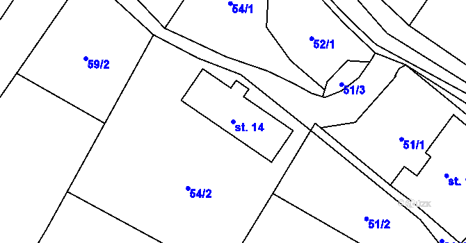 Parcela st. 14 v KÚ Filipová, Katastrální mapa