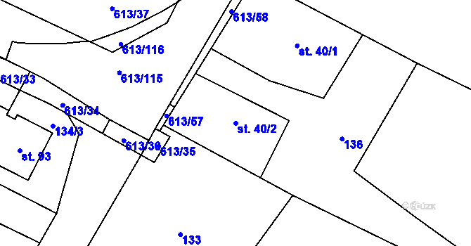 Parcela st. 40/2 v KÚ Filipová, Katastrální mapa
