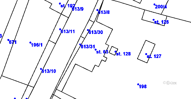 Parcela st. 63 v KÚ Filipová, Katastrální mapa