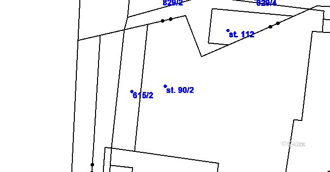 Parcela st. 90/2 v KÚ Filipová, Katastrální mapa