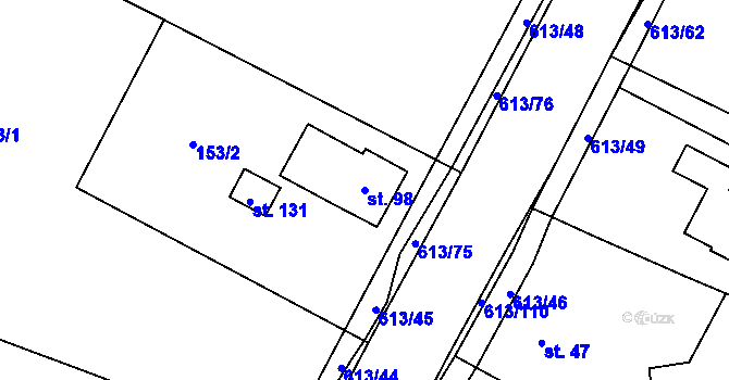Parcela st. 98 v KÚ Filipová, Katastrální mapa